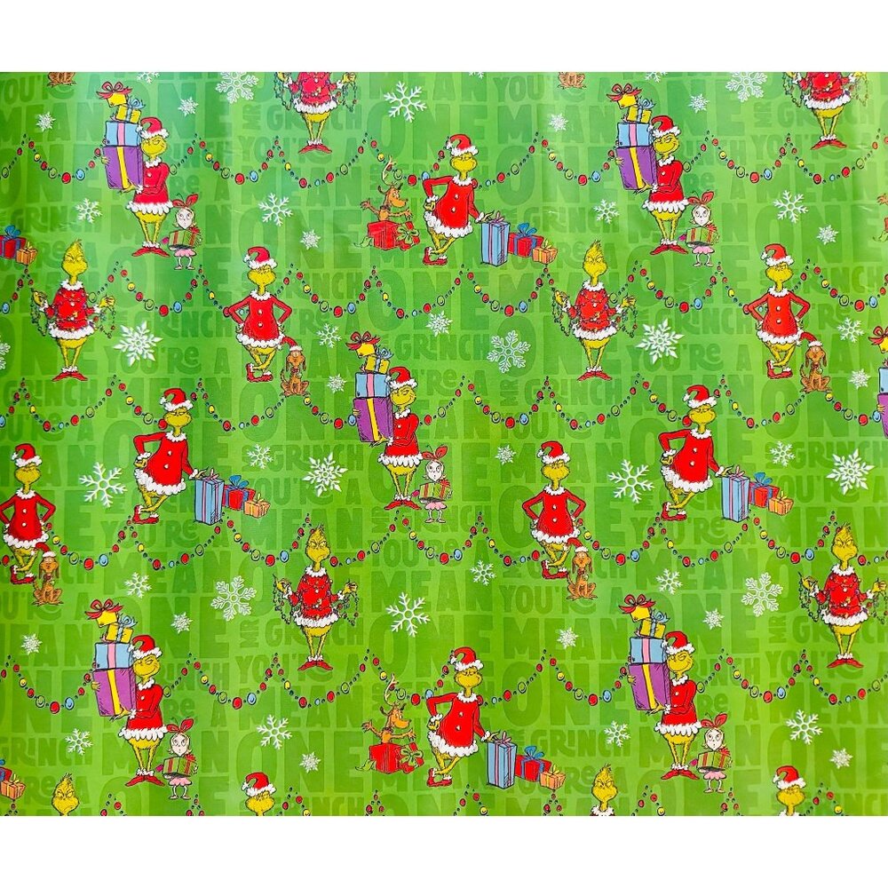 Hallmark Wrapping Paper Christmas The Grinch Green 70 sq ft Roll Holiday Gift